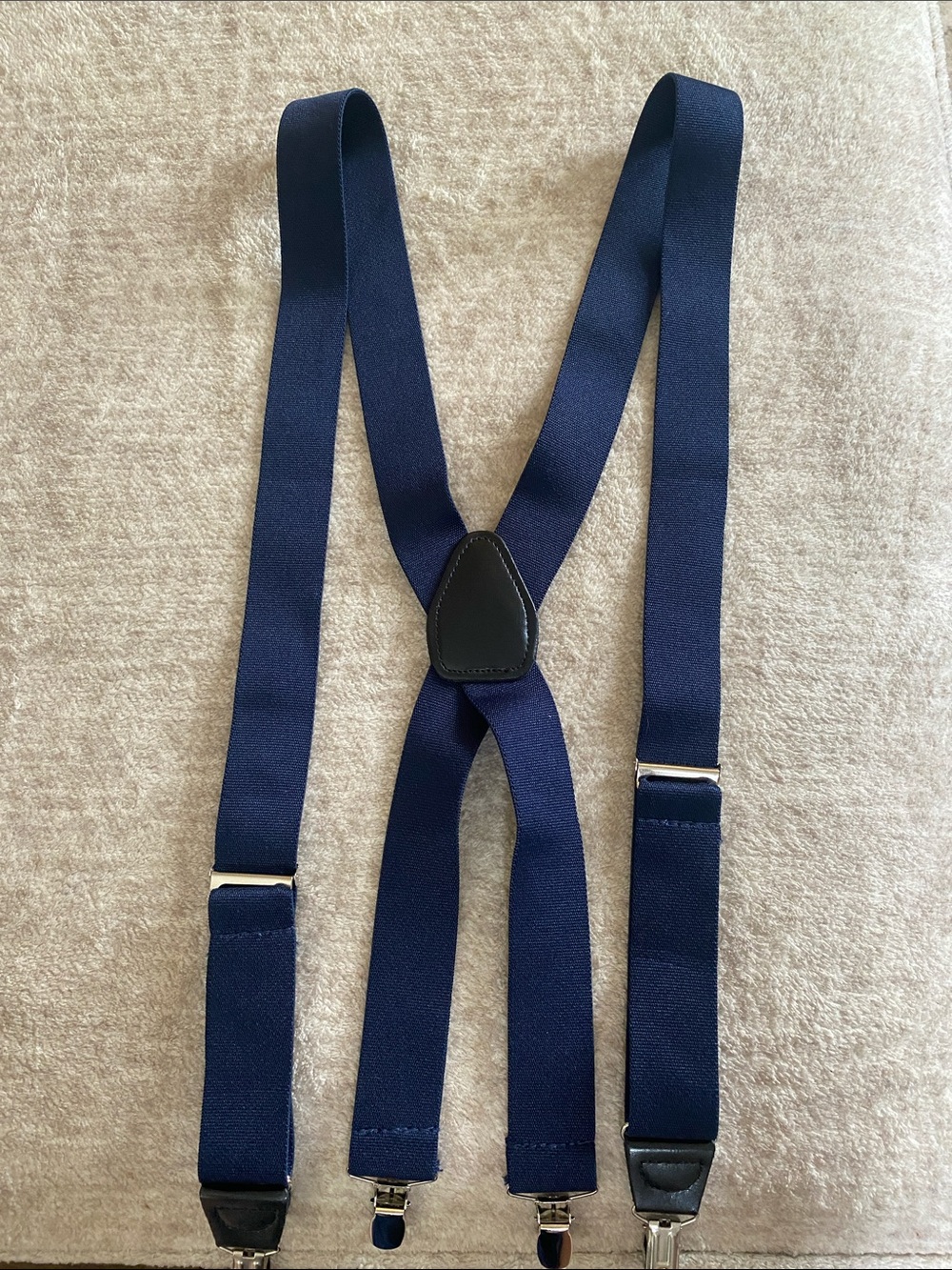 Navy Blue Men's Suspenders - Classic Clip-On Braces Vintage Style 42” (5’-5’8”)